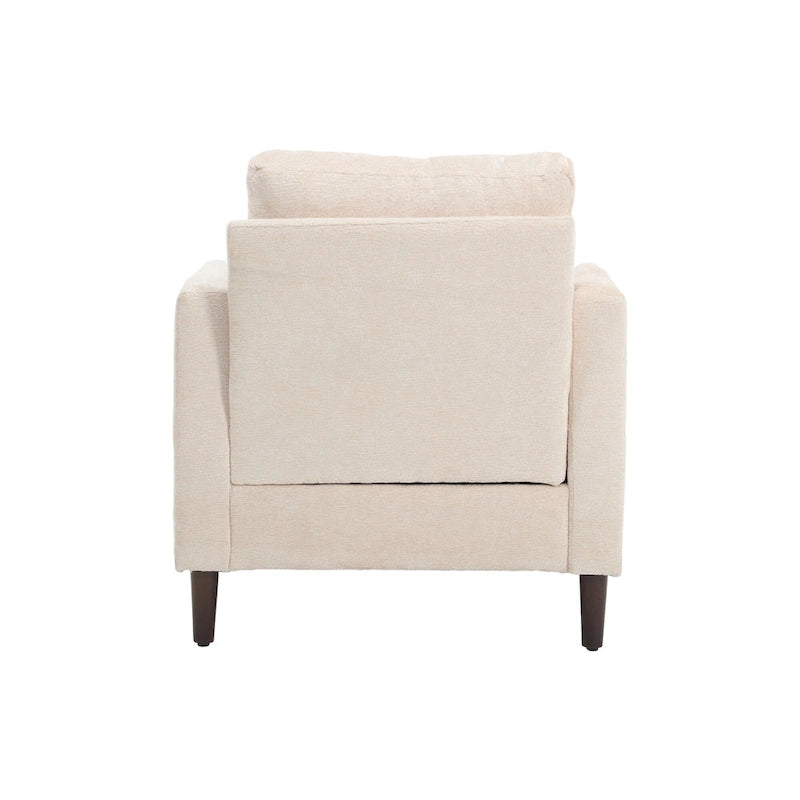 Fauteuil d'appoint en chenille beige avec structure en bois massif