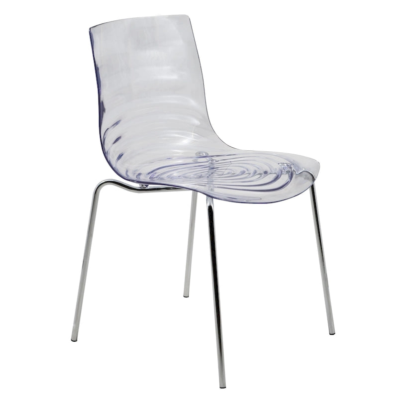 Chaise de salle à manger en acrylique avec pieds chromés Chaise d'appoint moderne Design vague d'eau