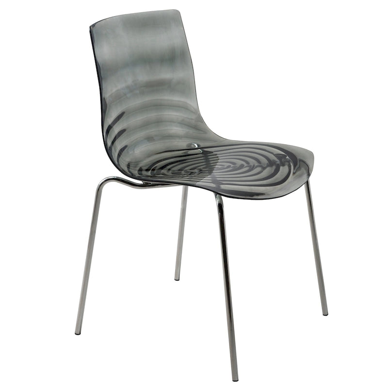 Chaise de salle à manger en acrylique avec pieds chromés Chaise d'appoint moderne Design vague d'eau