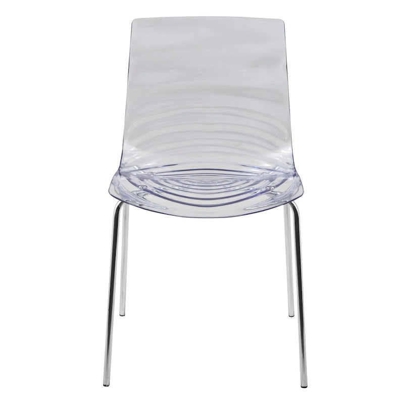 Chaise de salle à manger en acrylique avec pieds chromés Chaise d'appoint moderne Design vague d'eau