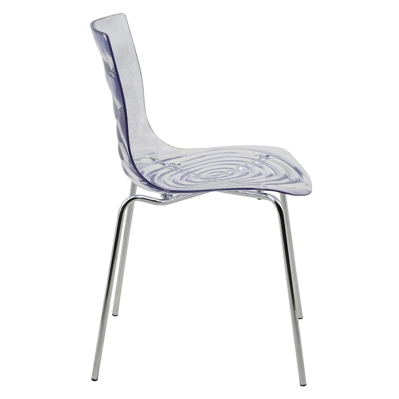 Chaise de salle à manger en acrylique avec pieds chromés Chaise d'appoint moderne Design vague d'eau