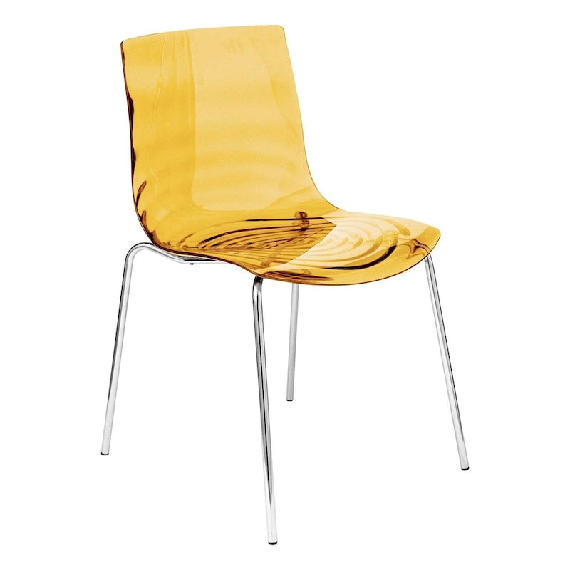 Chaise de salle à manger en acrylique avec pieds chromés Chaise d'appoint moderne Design vague d'eau