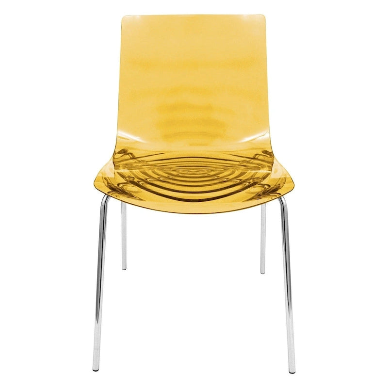Chaise de salle à manger en acrylique avec pieds chromés Chaise d'appoint moderne Design vague d'eau
