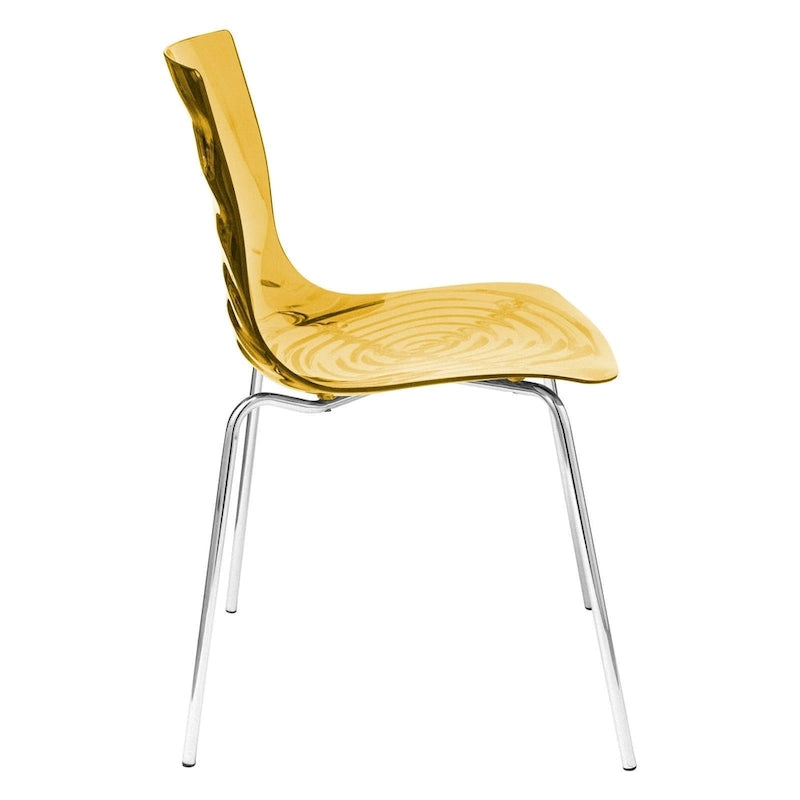 Chaise de salle à manger en acrylique avec pieds chromés Chaise d'appoint moderne Design vague d'eau