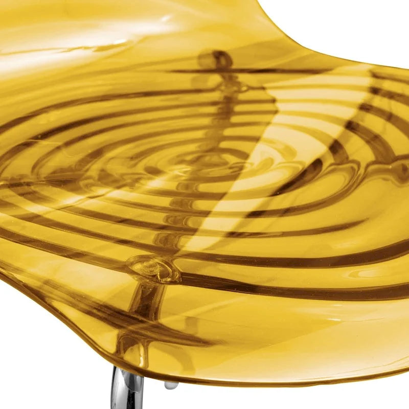 Chaise de salle à manger en acrylique avec pieds chromés Chaise d'appoint moderne Design vague d'eau