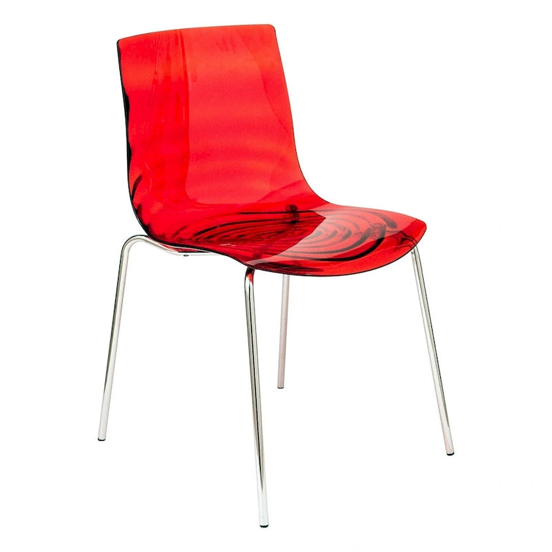 Chaise de salle à manger en acrylique avec pieds chromés Chaise d'appoint moderne Design vague d'eau