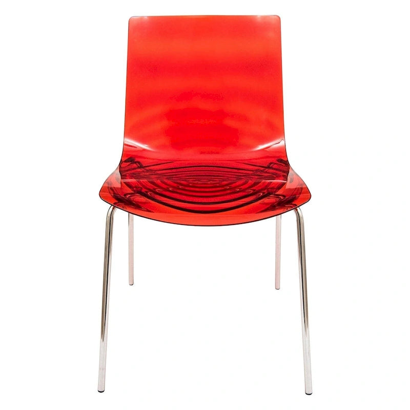 Chaise de salle à manger en acrylique avec pieds chromés Chaise d'appoint moderne Design vague d'eau
