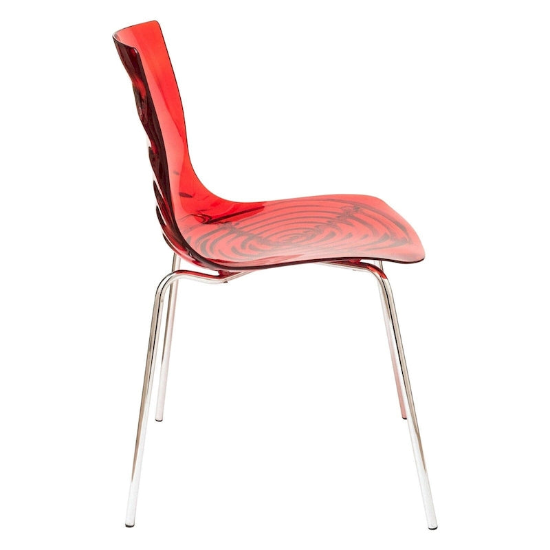Chaise de salle à manger en acrylique avec pieds chromés Chaise d'appoint moderne Design vague d'eau