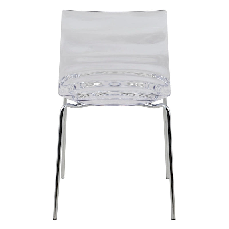Chaise de salle à manger en acrylique avec pieds chromés Chaise d'appoint moderne Design vague d'eau