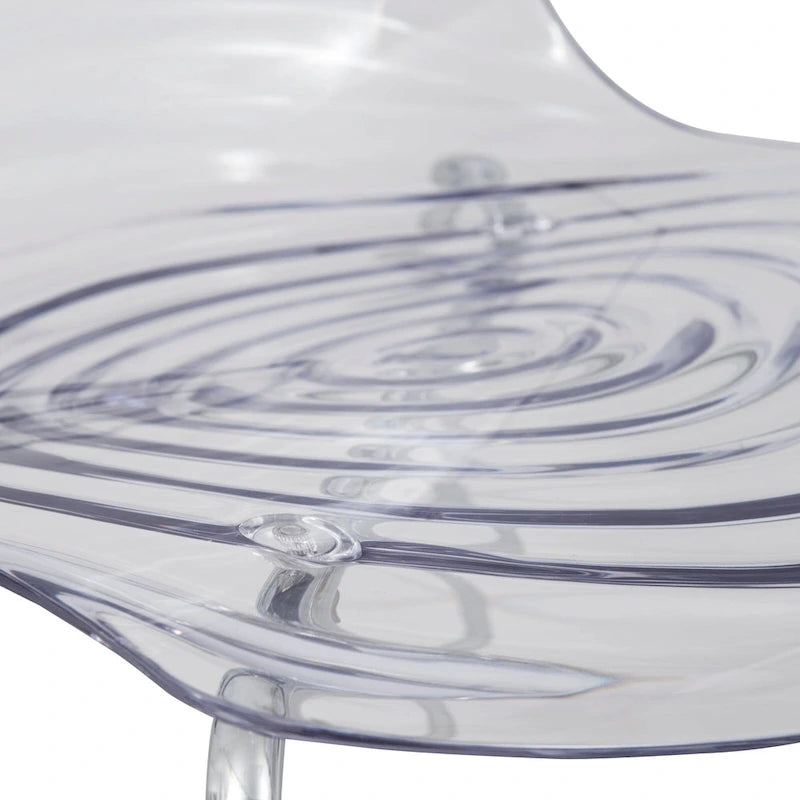 Chaise de salle à manger en acrylique avec pieds chromés Chaise d'appoint moderne Design vague d'eau