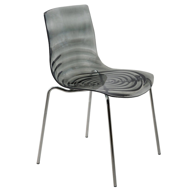 Chaise de salle à manger en acrylique avec pieds chromés Chaise d'appoint moderne Design vague d'eau