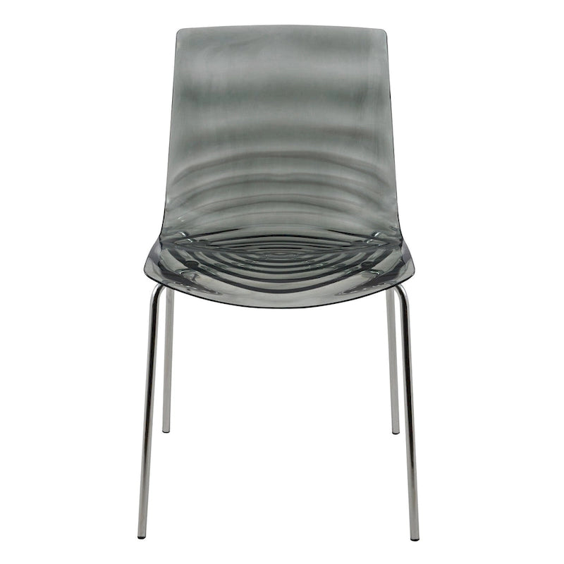 Chaise de salle à manger en acrylique avec pieds chromés Chaise d'appoint moderne Design vague d'eau