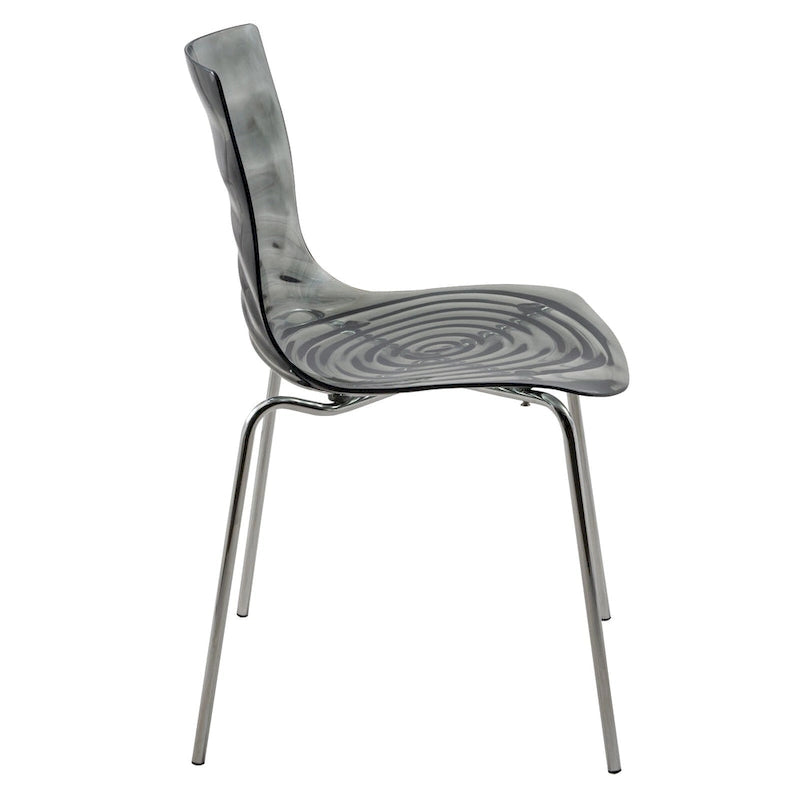 Chaise de salle à manger en acrylique avec pieds chromés Chaise d'appoint moderne Design vague d'eau