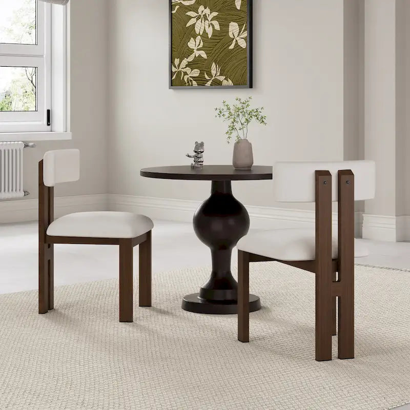 Chaise de salle à manger moderne capitonnée avec cadre en bois massif