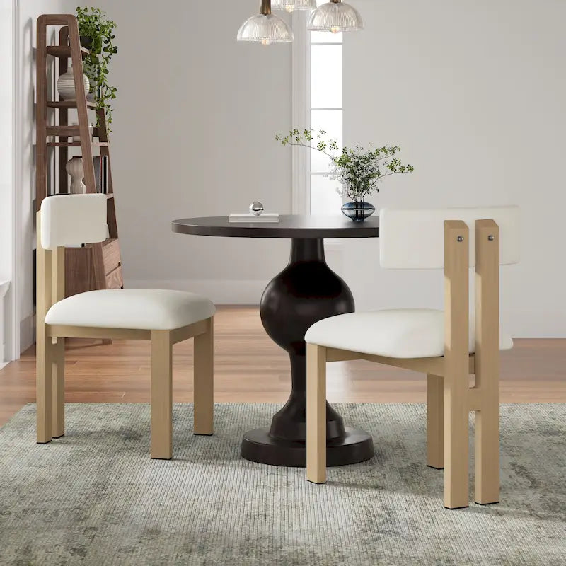 Chaise de salle à manger moderne capitonnée avec cadre en bois massif