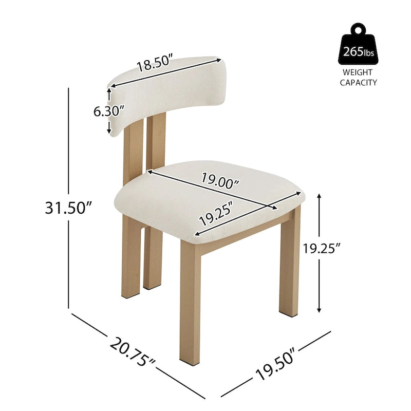 Chaise de salle à manger moderne capitonnée avec cadre en bois massif