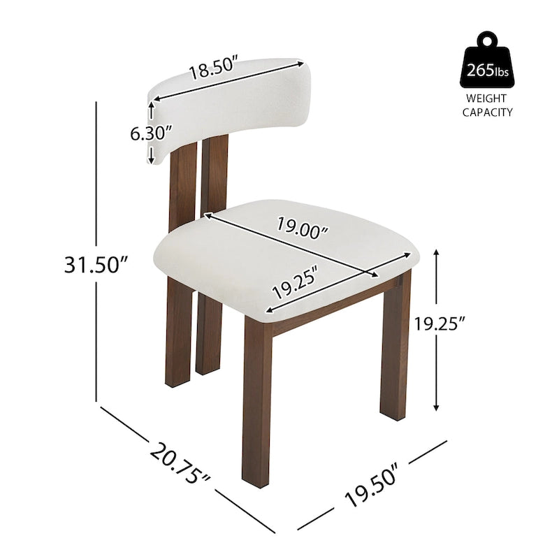 Chaise de salle à manger moderne capitonnée avec cadre en bois massif