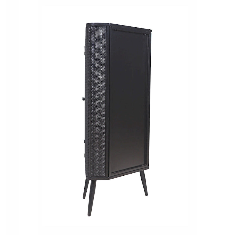 Meuble de rangement d'angle à 3 niveaux avec portes en verre trempé et cadre métallique