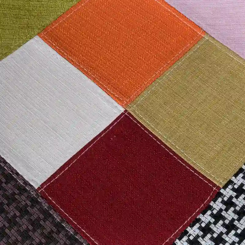 Chaise de salle à manger en tissu patchwork, base Eiffel bohème, structure en acier