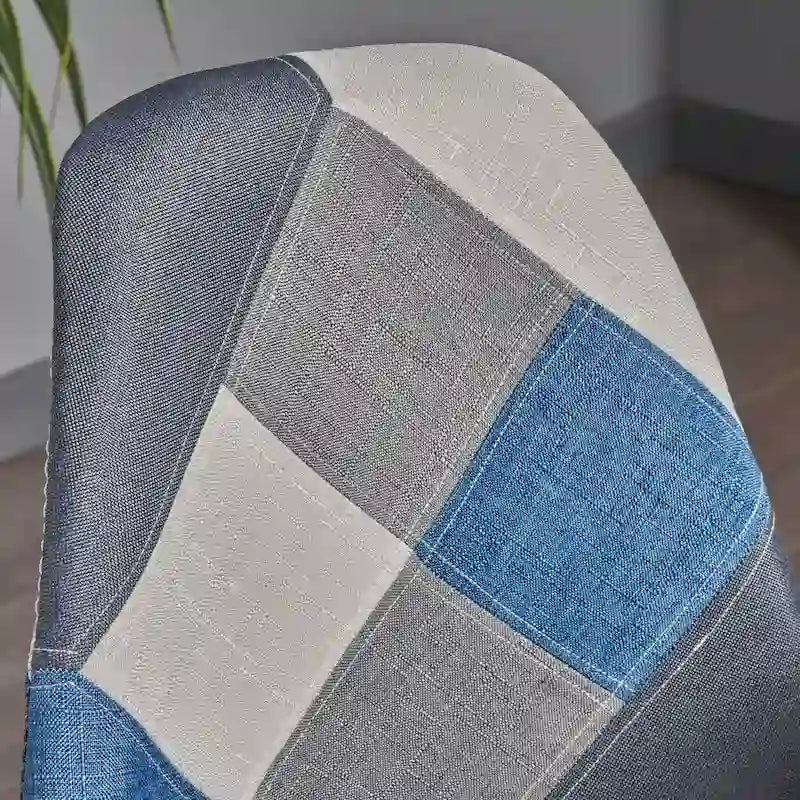 Chaise de salle à manger en tissu patchwork, base Eiffel bohème, structure en acier