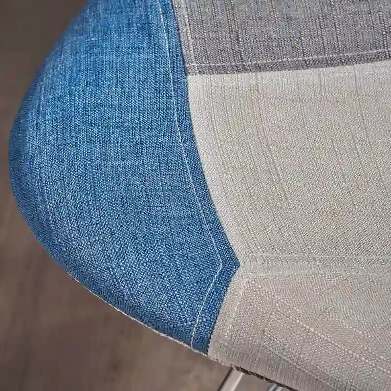 Chaise de salle à manger en tissu patchwork, base Eiffel bohème, structure en acier