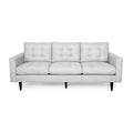 Canapé contemporain 3 places en tissu capitonné avec accoudoirs droits et boutonnage