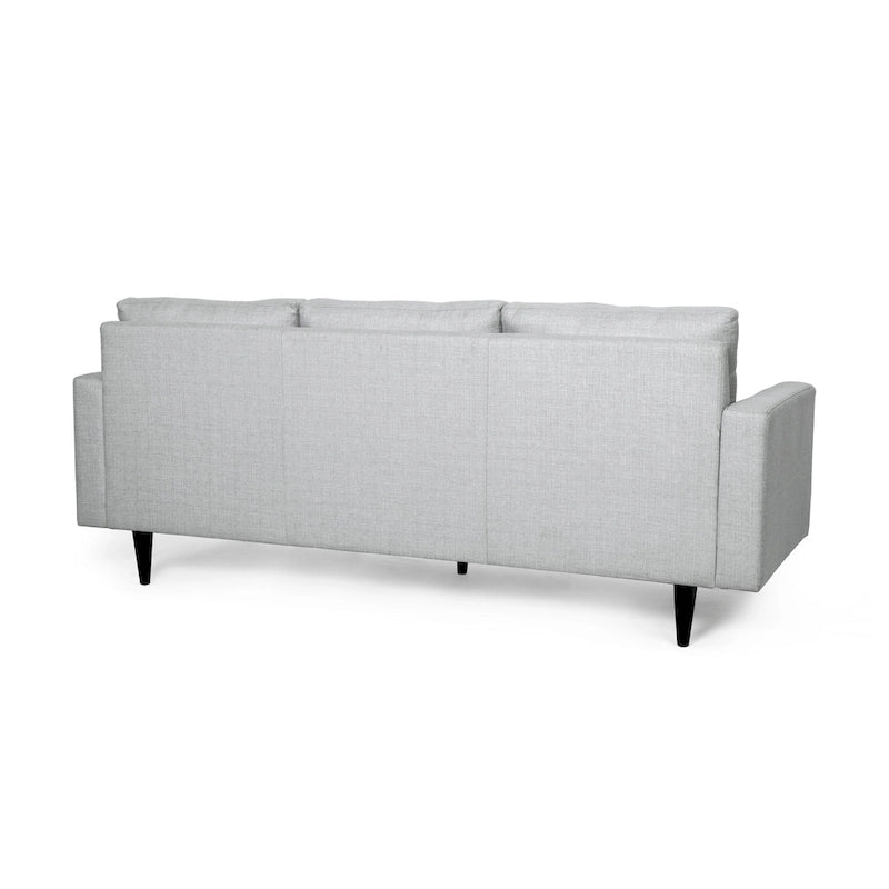Canapé contemporain 3 places en tissu capitonné avec accoudoirs droits et boutonnage