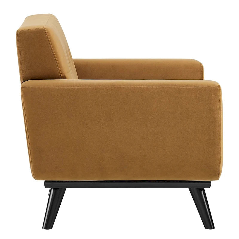 Fauteuil d'appoint en velours de performance avec boutons touffetés