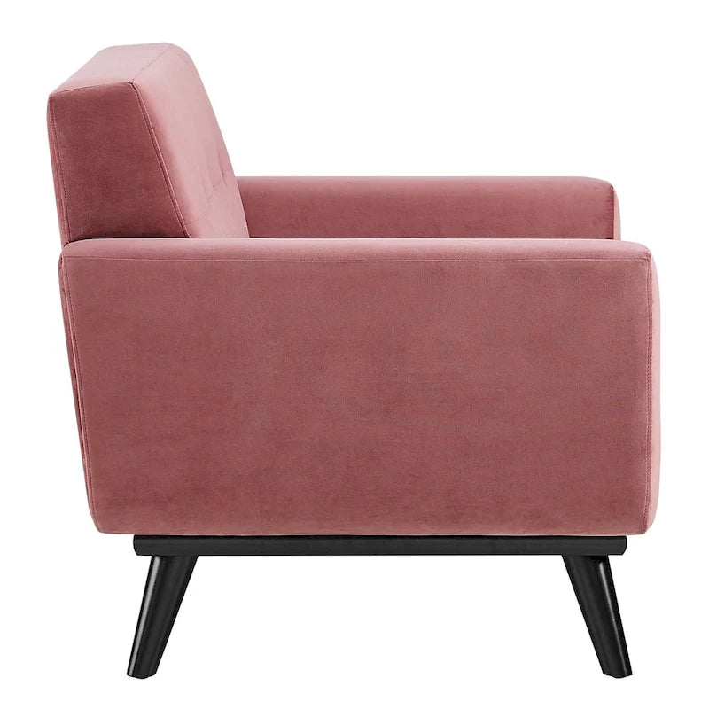 Fauteuil d'appoint en velours de performance avec boutons touffetés