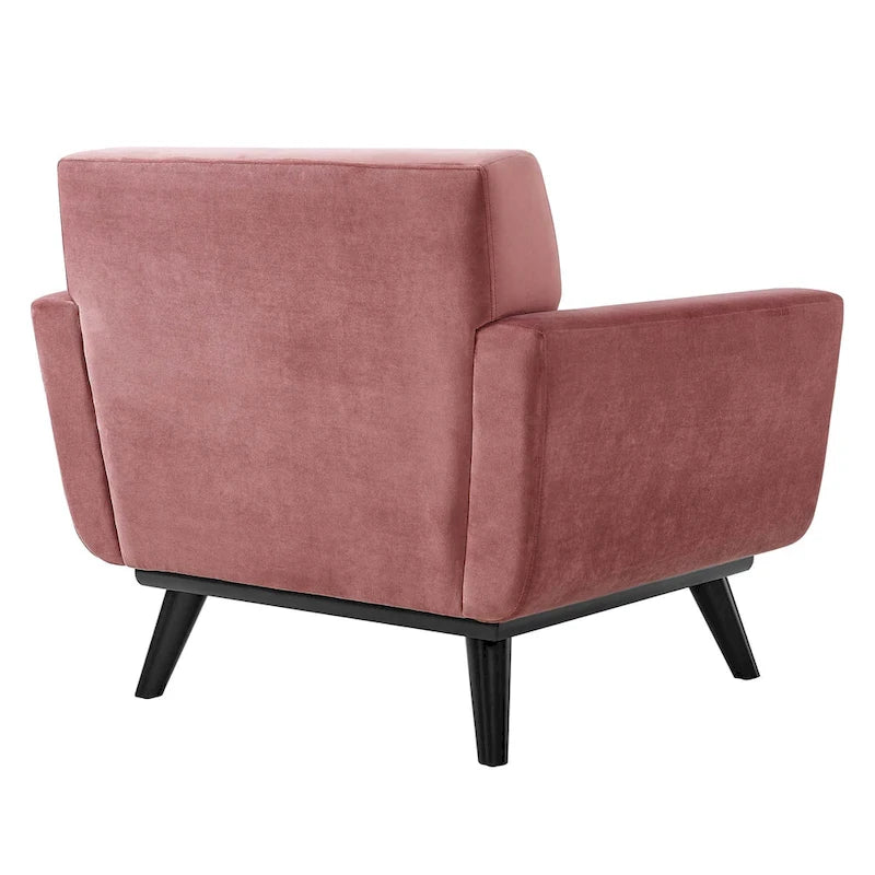 Fauteuil d'appoint en velours de performance avec boutons touffetés