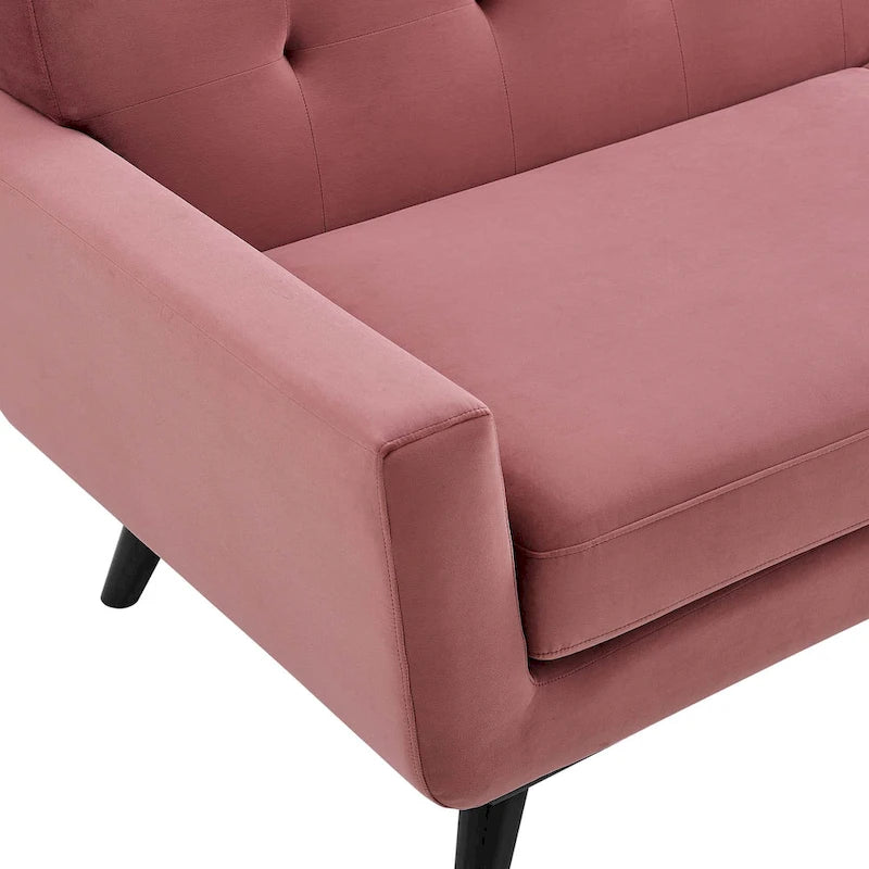 Fauteuil d'appoint en velours de performance avec boutons touffetés