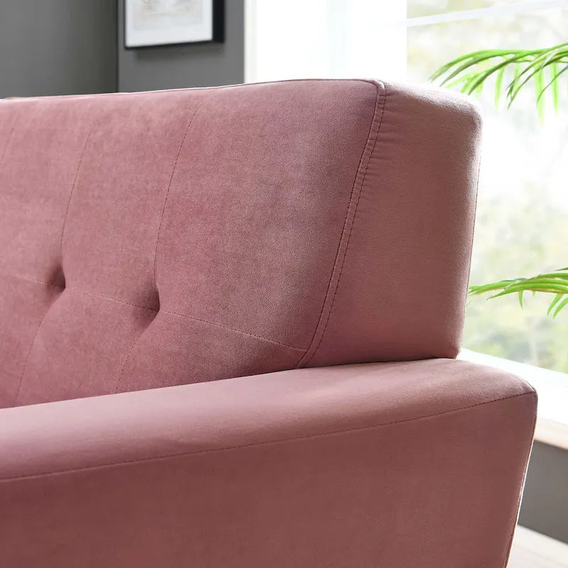 Fauteuil d'appoint en velours de performance avec boutons touffetés