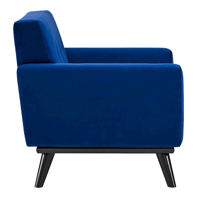 Fauteuil d'appoint en velours de performance avec boutons touffetés