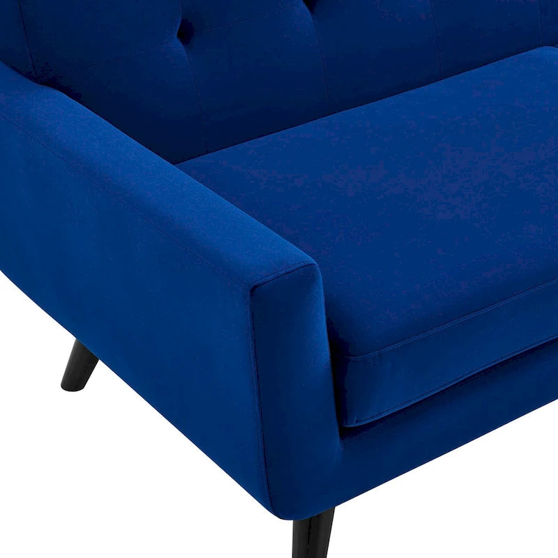 Fauteuil d'appoint en velours de performance avec boutons touffetés