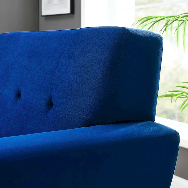 Fauteuil d'appoint en velours de performance avec boutons touffetés