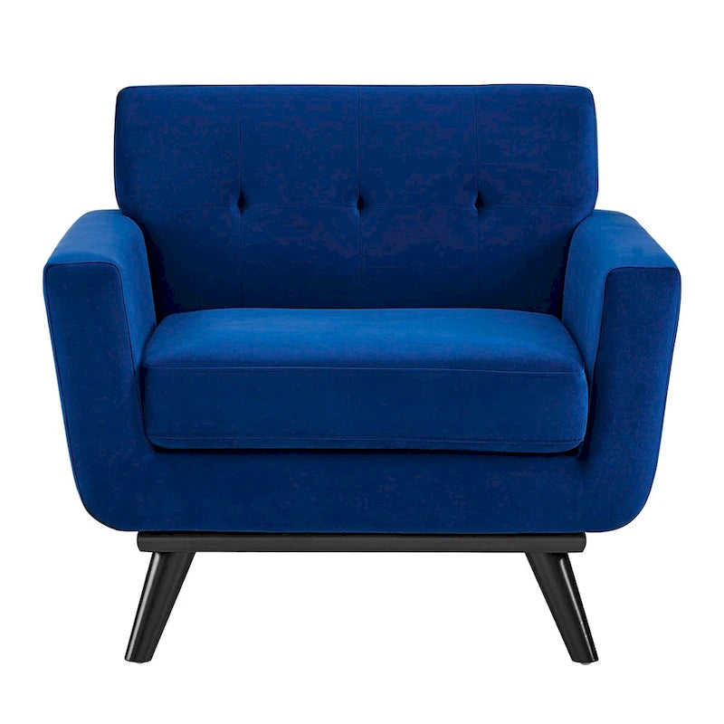 Fauteuil d'appoint en velours de performance avec boutons touffetés