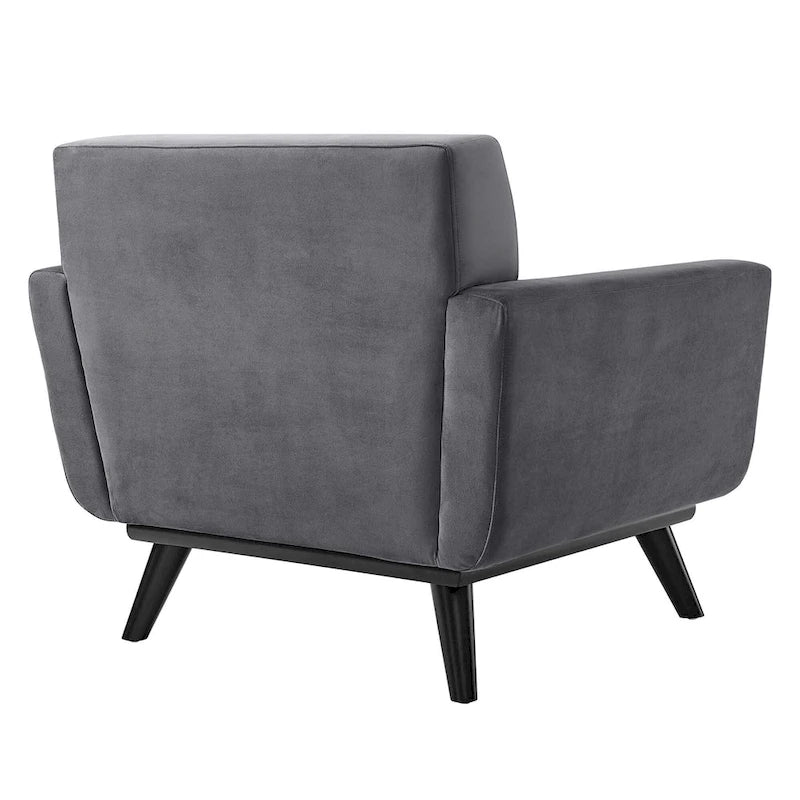 Fauteuil d'appoint en velours de performance avec boutons touffetés