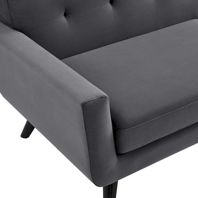 Fauteuil d'appoint en velours de performance avec boutons touffetés