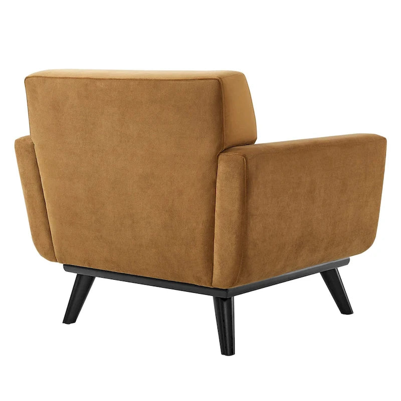 Fauteuil d'appoint en velours de performance avec boutons touffetés