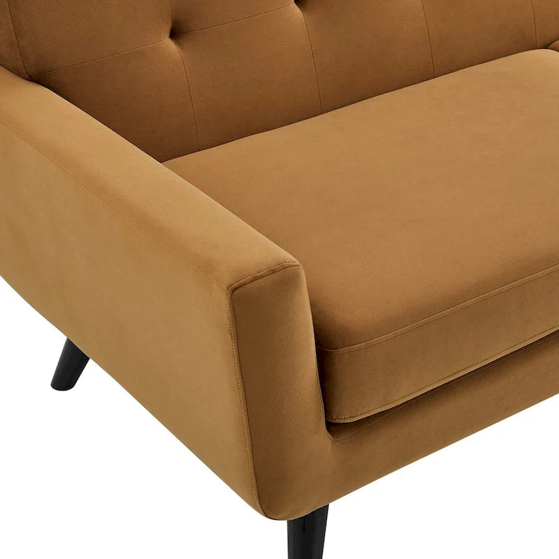 Fauteuil d'appoint en velours de performance avec boutons touffetés