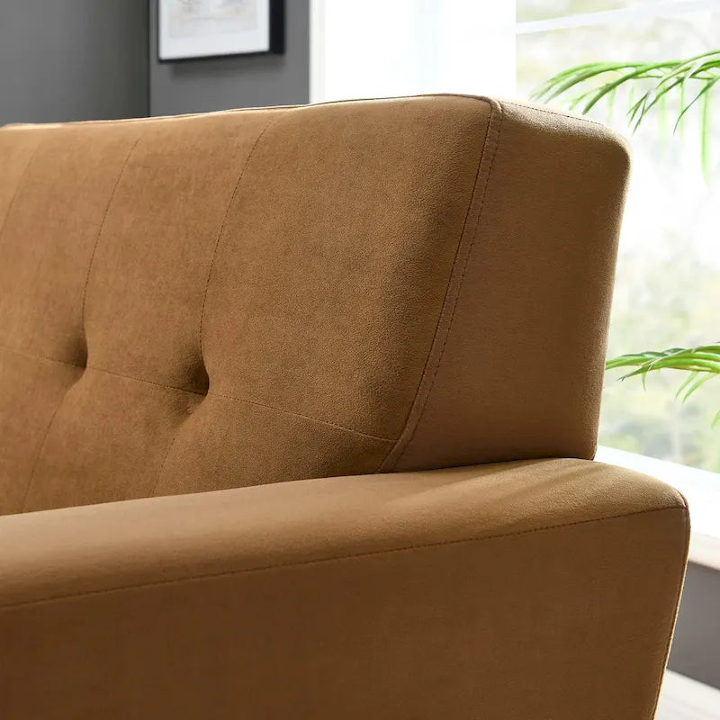 Fauteuil d'appoint en velours de performance avec boutons touffetés
