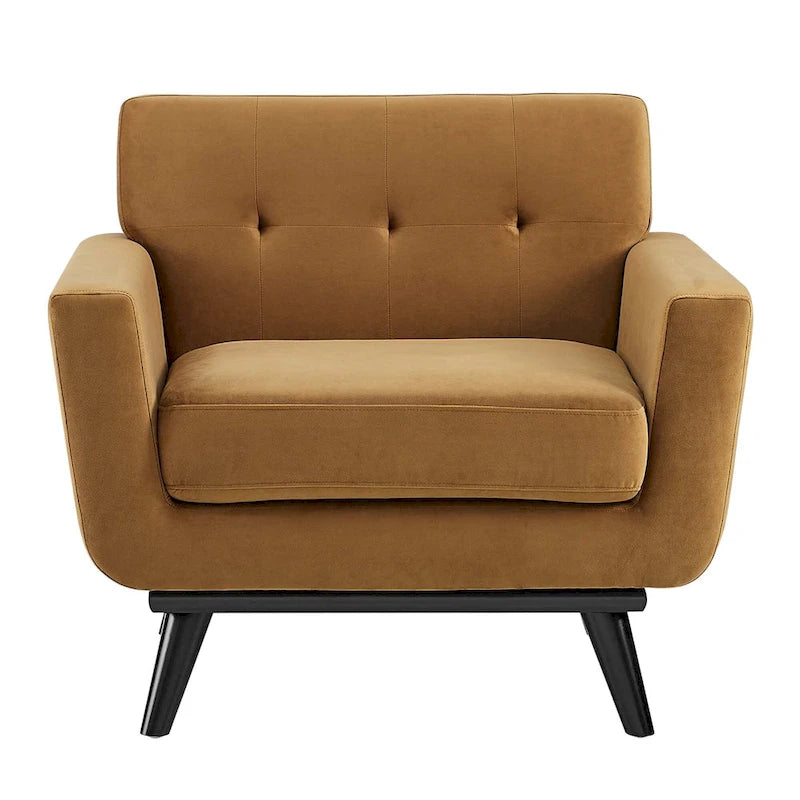 Fauteuil d'appoint en velours de performance avec boutons touffetés