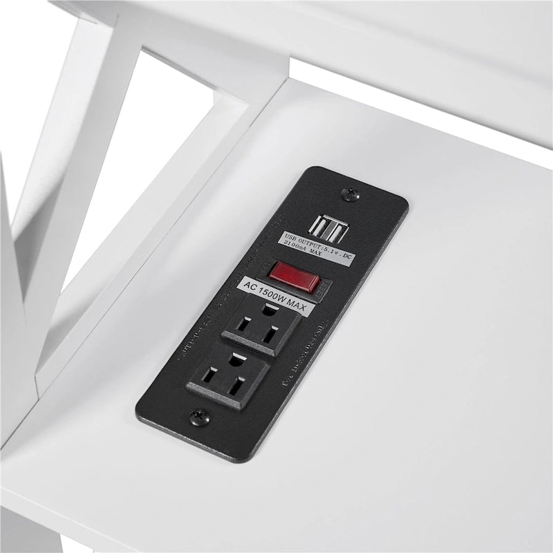 Console en bois avec prise de courant et 2 étagères Table d'entrée