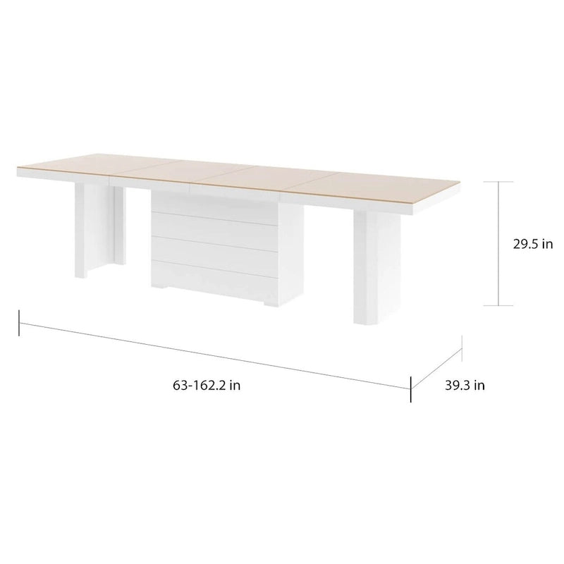 Table à manger extensible moderne laquée avec rallonges intégrées
