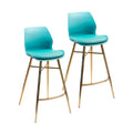 Tabouret de bar en similicuir avec pieds en chrome doré et dossier bas