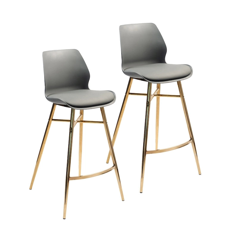 Tabouret de bar en similicuir avec pieds en chrome doré et dossier bas