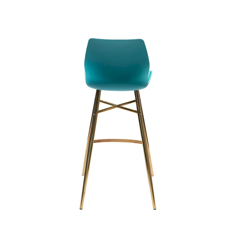 Tabouret de bar en similicuir avec pieds en chrome doré et dossier bas