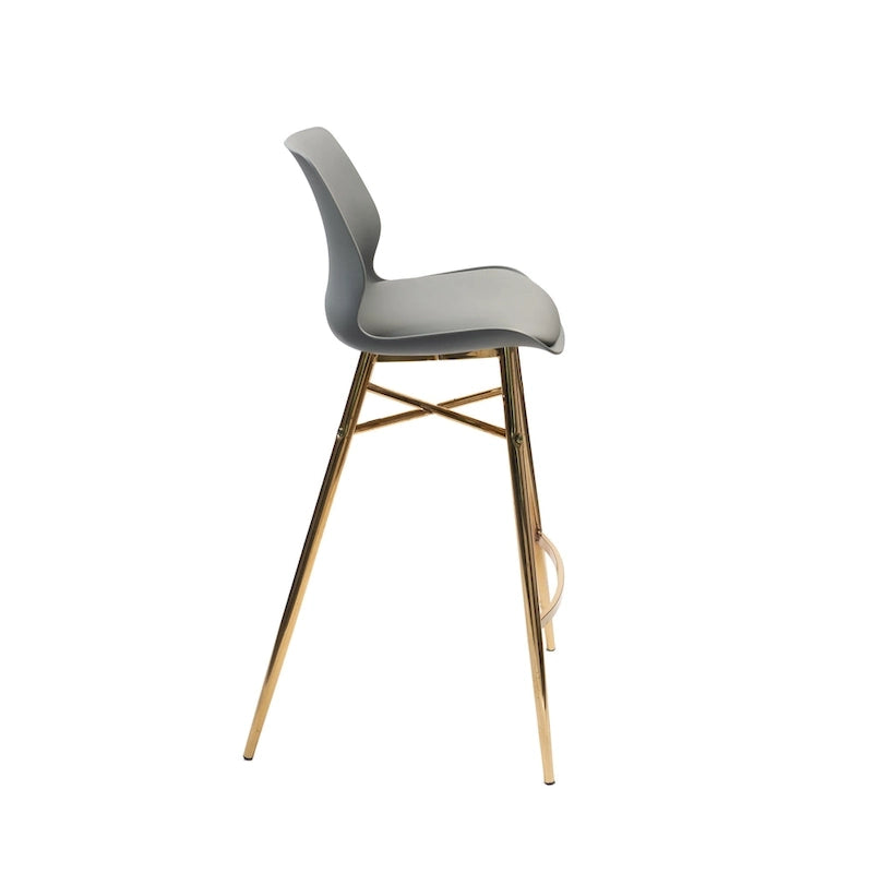 Tabouret de bar en similicuir avec pieds en chrome doré et dossier bas