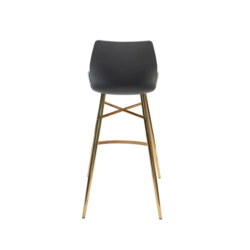 Tabouret de bar en similicuir avec pieds en chrome doré et dossier bas