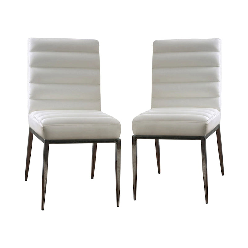 Chaise de salle à manger moderne capitonnée en velours blanc avec cadre en métal